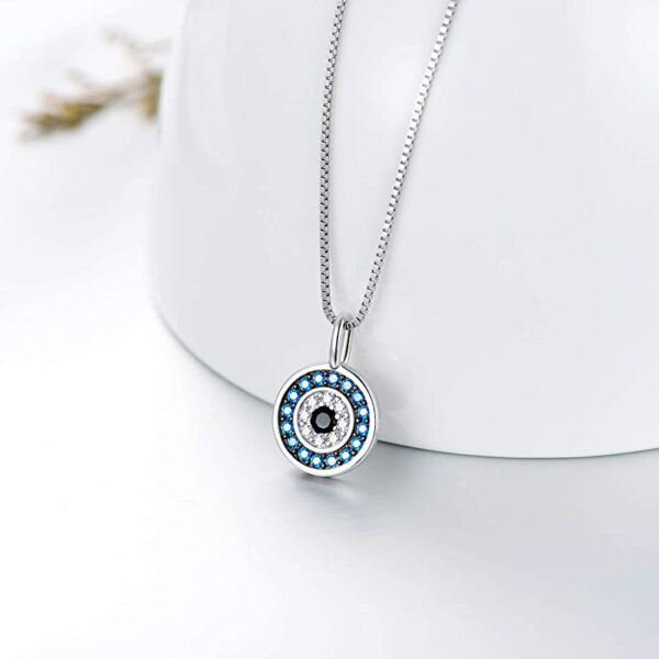Reiki Harmony Sterling Silver Evil Eye Pendant Necklace2