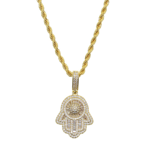 Reiki Harmony Sparkling Hamsa Zircon Necklace - Image 2
