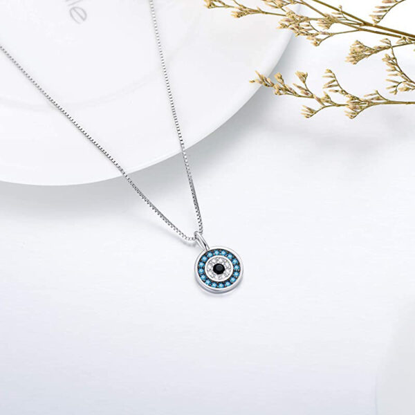 Reiki Harmony Sterling Silver Evil Eye Pendant Necklace